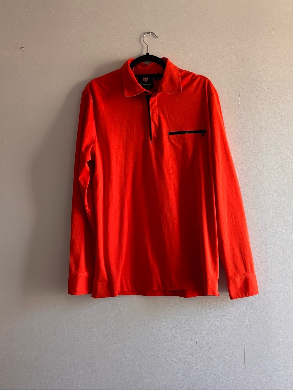 Victorinox Men Large Swiss Army Red Sweater 1/4 Zip Elbow Patch Cotton Blend NWT
